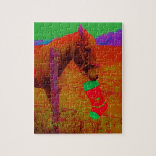 kerstregenboogpaard legpuzzel (Verticaal)