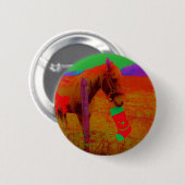 kerstregenboogpaard ronde button 5,7 cm (Voorkant /achterkant)