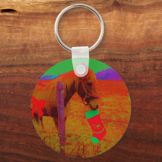 kerstregenboogpaard sleutelhanger (Voorkant)