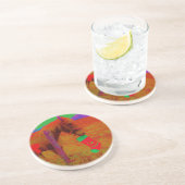 kerstregenboogpaard zandsteen onderzetter (Zijkant)