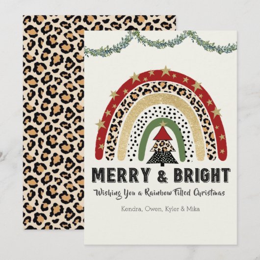 Kerstregenboogvlakte voor feestdagen feestdagenkaart (Voorkant / Achterkant)