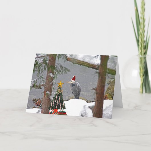 Kerstreiger in de sneeuw Foto Feestdagen Kaart (Voorkant)