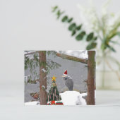 Kerstreiger in de sneeuw Foto Feestdagenkaart (Staand voorkant)