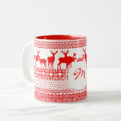 Kerstrein Deer Lapland Pattern Monogram Mok 2 (Voorkant links)