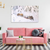 Kerstreis door de sneeuw (door Kittelsen) Canvas Afdruk (Insitu (Woonkamer))