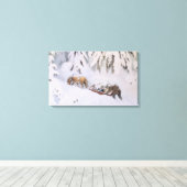 Kerstreis door de sneeuw (door Kittelsen) Canvas Afdruk (Insitu (Houten vloer))