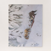 Kerstreis door de sneeuw (door Kittelsen) Legpuzzel (Verticaal)