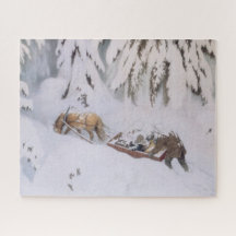 Kerstreis door de sneeuw (door Kittelsen)