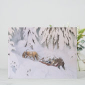 Kerstreis door de sneeuw in de winter kaart (Staand voorkant)