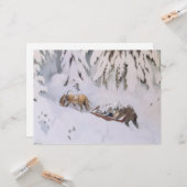 Kerstreis door de sneeuw in de winter kaart (Voorkant / Achterkant in situ)