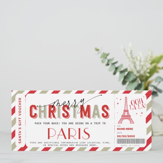 Kerstreis naar Parijs Cadeaubon Kaart (Staand voorkant)