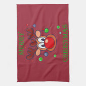 Kerstreis Rudolph - Merry christmas Theedoek (Verticaal)