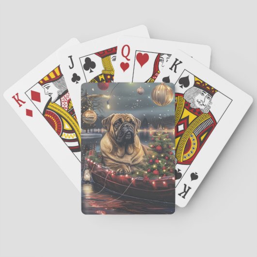 Kerstreis van de Bullmastiff Pokerkaarten (Achterkant)