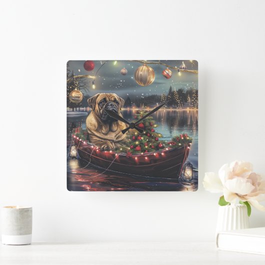 Kerstreis van de Bullmastiff Vierkante Klok (Huis)