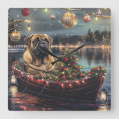 Kerstreis van de Bullmastiff Vierkante Klok (Voorkant)