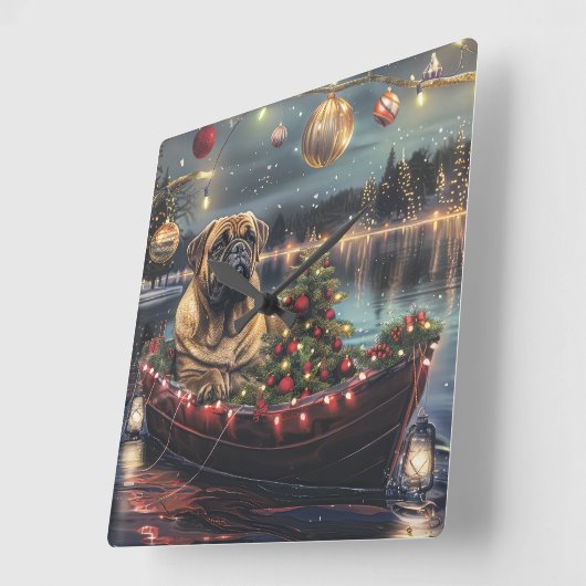 Kerstreis van de Bullmastiff Vierkante Klok (Hoek)
