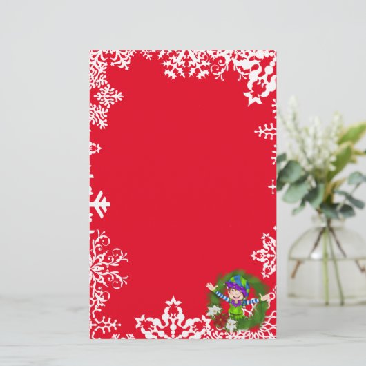 kerstrek met feestdag briefpapier (Staand voorkant)