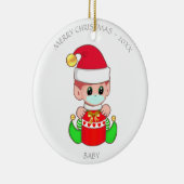 kerstrek met gezichtsmasker keramisch ornament (Rechts)