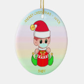 kerstrek met gezichtsmasker op pastelkleuren keramisch ornament (Rechts)