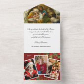 Kerstreligieuze foto Jezus Mary Joseph Family All In One Uitnodiging (Binnen)