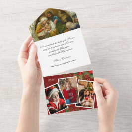 Kerstreligieuze foto Jezus Mary Joseph Family All In One Uitnodiging