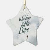 Kerstreligieuze wonderen van z'n liefdeszeggers keramisch ornament (Links)