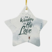 Kerstreligieuze wonderen van z'n liefdeszeggers keramisch ornament (Achterkant)