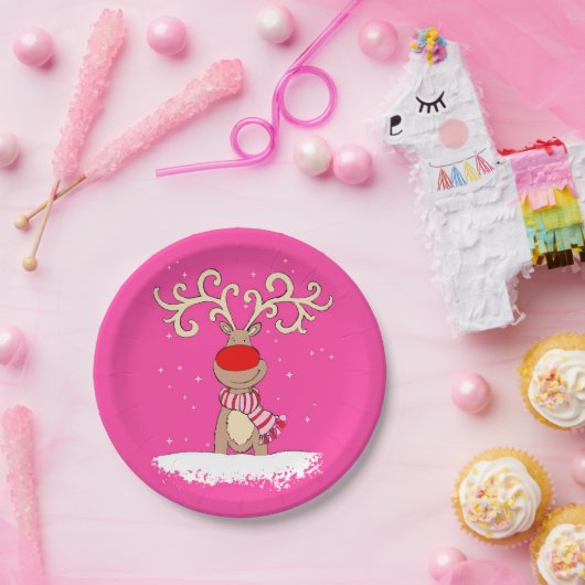 kerstrender groot roze bord van anker papier (Feest)