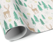 Kerstrender in het Evergreen Winter Forest Cadeaupapier (Rol Hoek)
