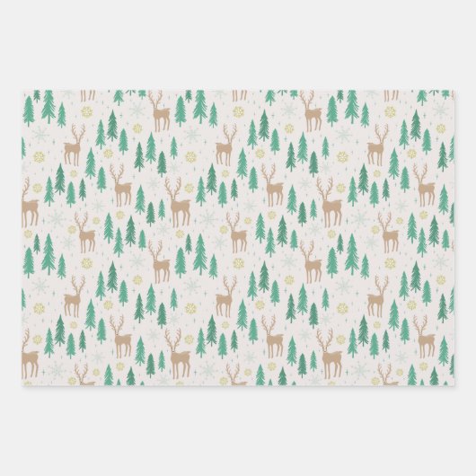 Kerstrender in het Evergreen Winter Forest Inpakpapier Vel (Voorkant)