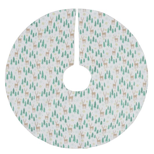 Kerstrender in het Evergreen Winter Forest Kerstboom Rok (Voorkant)