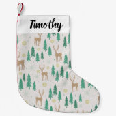 Kerstrender in het Evergreen Winter Forest Kleine Kerstsok (Voorkant)