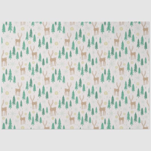 Kerstrender in het Evergreen Winter Forest Tissuepapier (Voorkant)