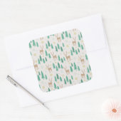 Kerstrender in het Evergreen Winter Forest Vierkante Sticker (Envelop)