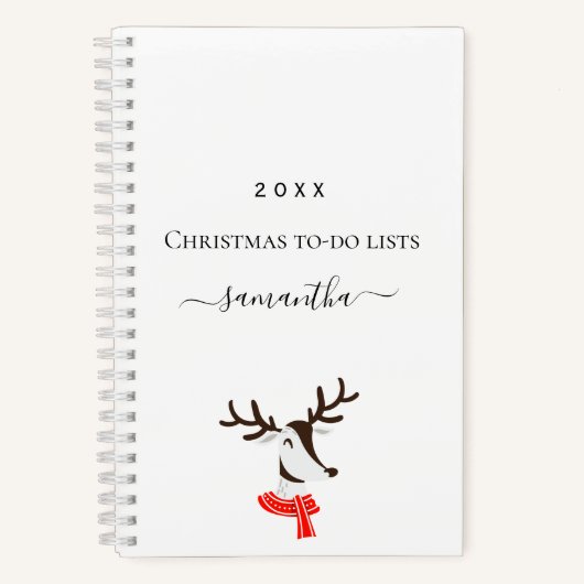 Kerstrender rood wit om lijsten te maken notitieboek (Voorkant)