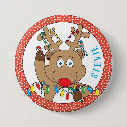 Kerstrenderlichten rond ronde button 7,6 cm (Voorkant)