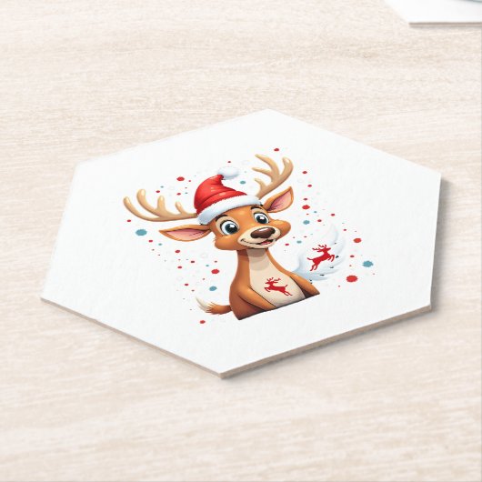 Kerstrendier (1) kartonnen onderzetters (Schuin)