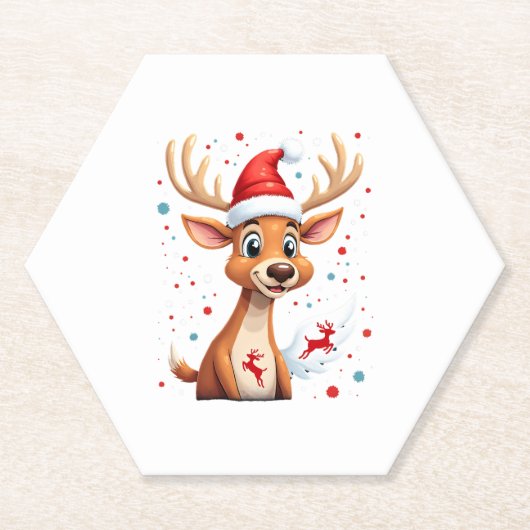 Kerstrendier (1) kartonnen onderzetters (Voorkant)