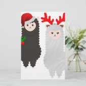 kerstrendier alpacas briefpapier (Staand voorkant)