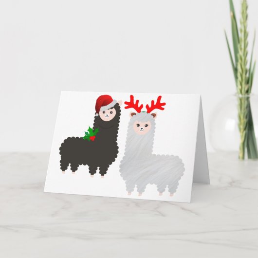 kerstrendier alpacas feestdagen kaart (Voorkant)