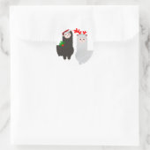 kerstrendier alpacas ronde sticker (Tas)