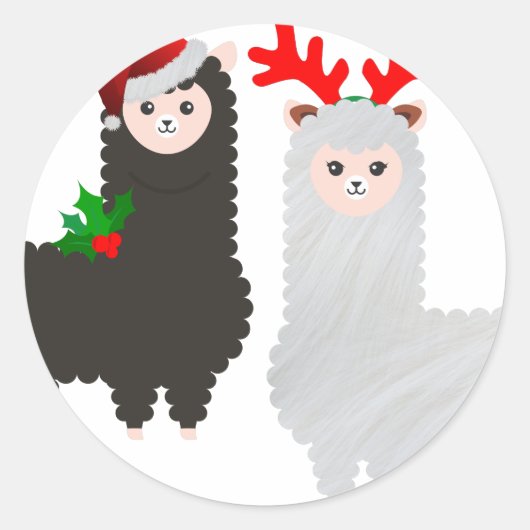 kerstrendier alpacas ronde sticker (Voorkant)
