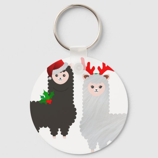 kerstrendier alpacas sleutelhanger (Voorkant)