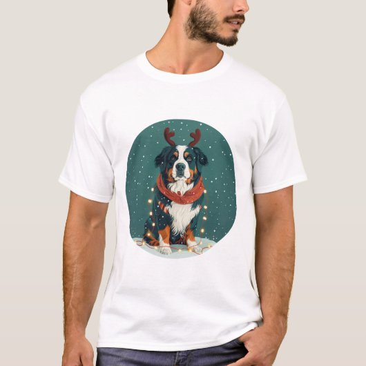 Kerstrendier Berner Sennenhond T-shirt (Voorkant)