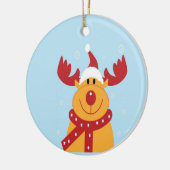 Kerstrendier blauw keramisch ornament (Links)