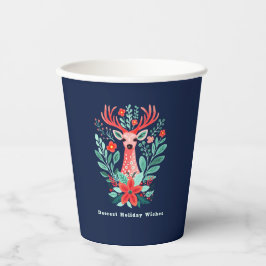 Kerstrendier Bloemen Blauwe Vakantie Papieren Bekers