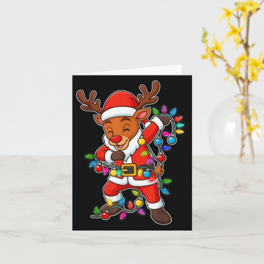 Kerstrendier Dabbing Lights Santa Xmas voor mij Kaart (Gele Bloem)