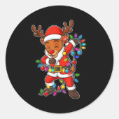 Kerstrendier Dabbing Lights Santa Xmas voor mij Ronde Sticker (Voorkant)