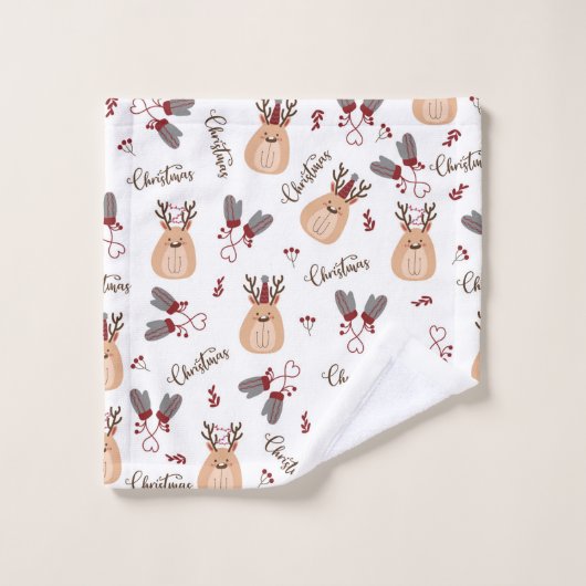 Kerstrendier en Mittens Bad Handdoek (Wasdoekje)