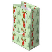 kerstrendier en pijnbomen klein cadeauzakje (Achterkant Gekanteld)